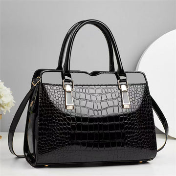H1837 - Black Crocodile Pattern Shoulder Bag